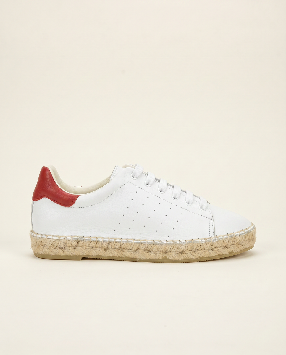 Terra White/Red Leather Espadrille Sneaker | Shop high quality