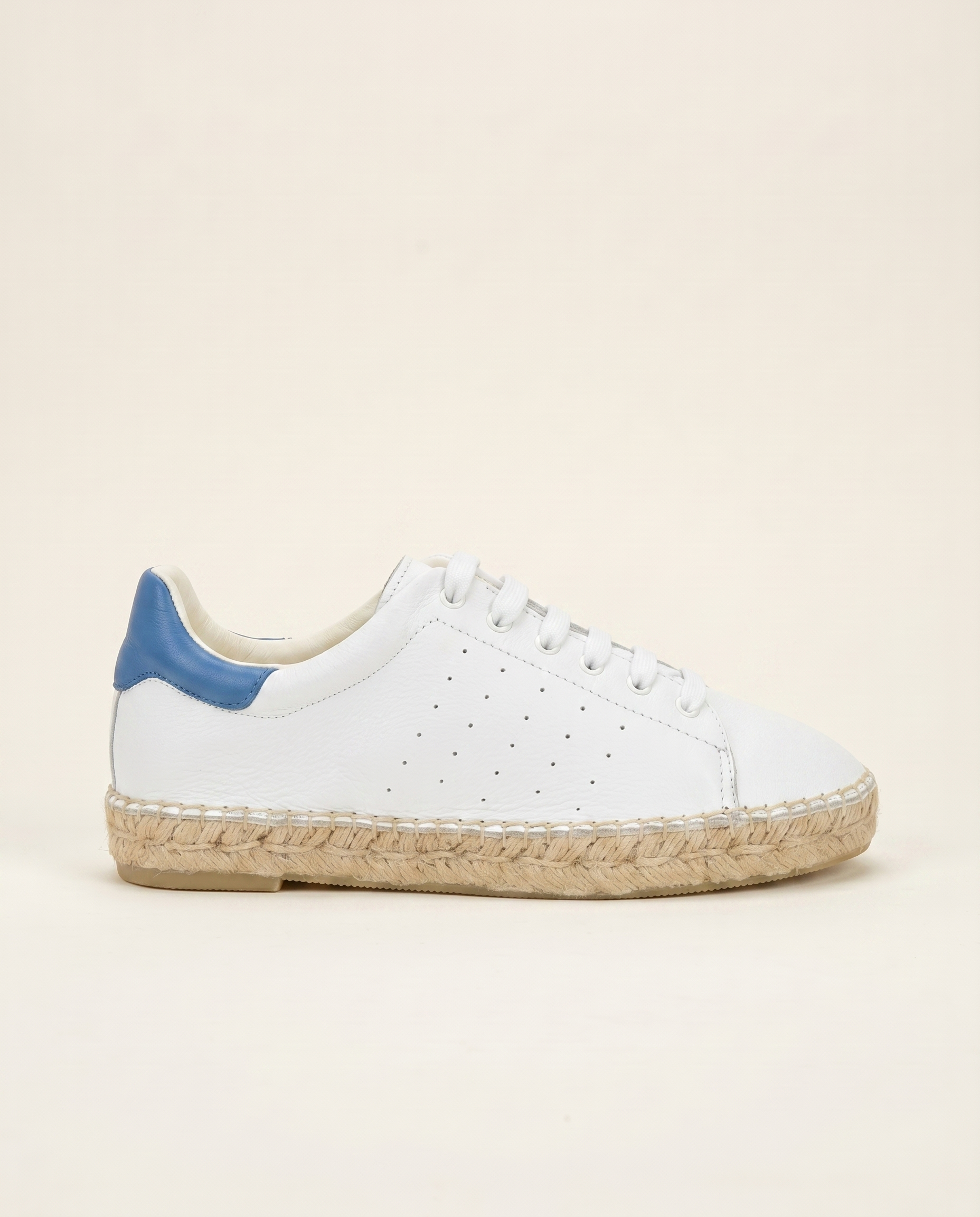 Terra White/Blue leather Espadrille Sneaker | Shop high quality