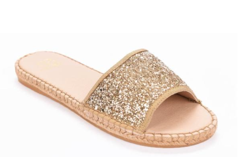 Candice Gold Glitter Slide Espadrille Sandal | Shop high quality ...